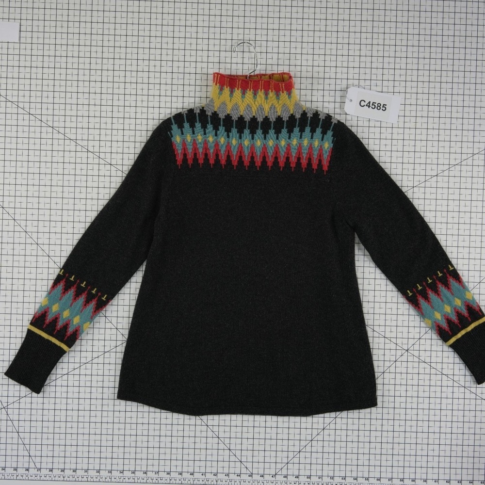 Cullen 100% Cashmere Fair Isle Sweater Women's Size Medium Black Multi Mock Neck - Picture 6 of 6
